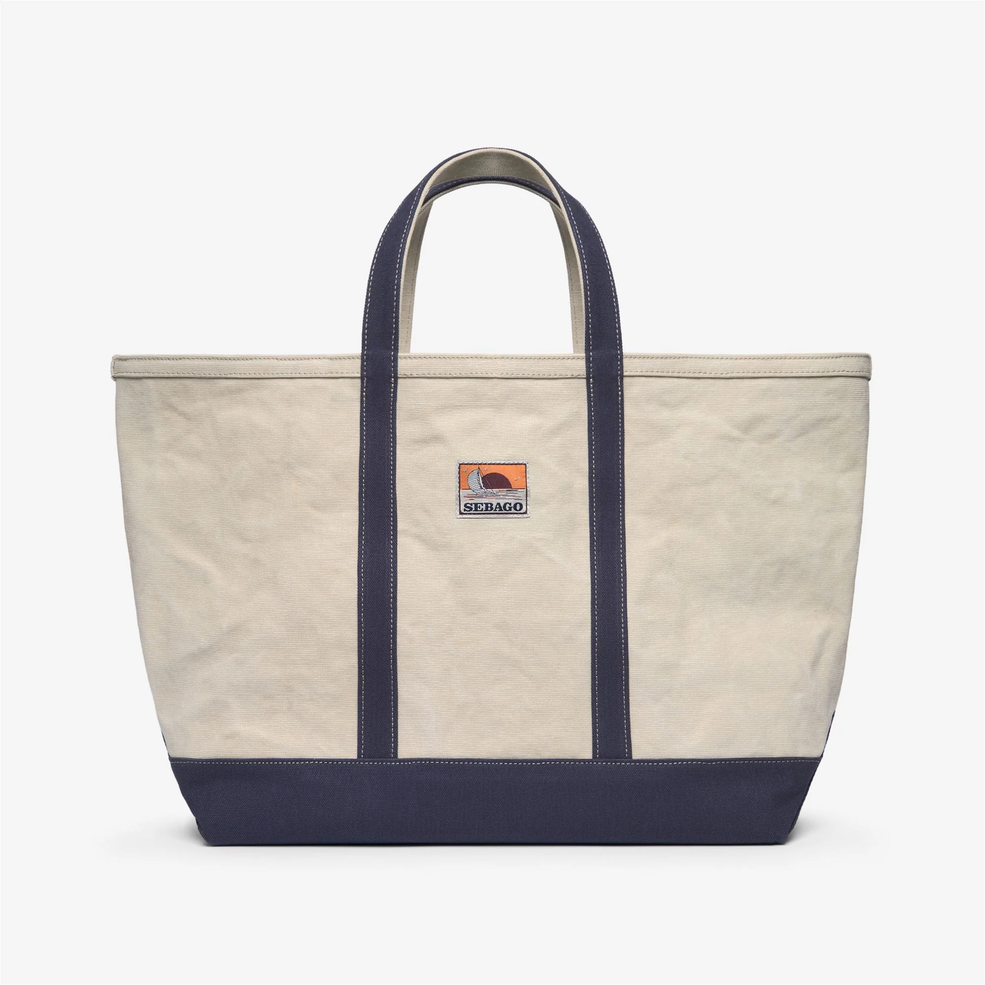 SILAS - Bags - Tote Bag - Unisex - White Natural-Blue Navy