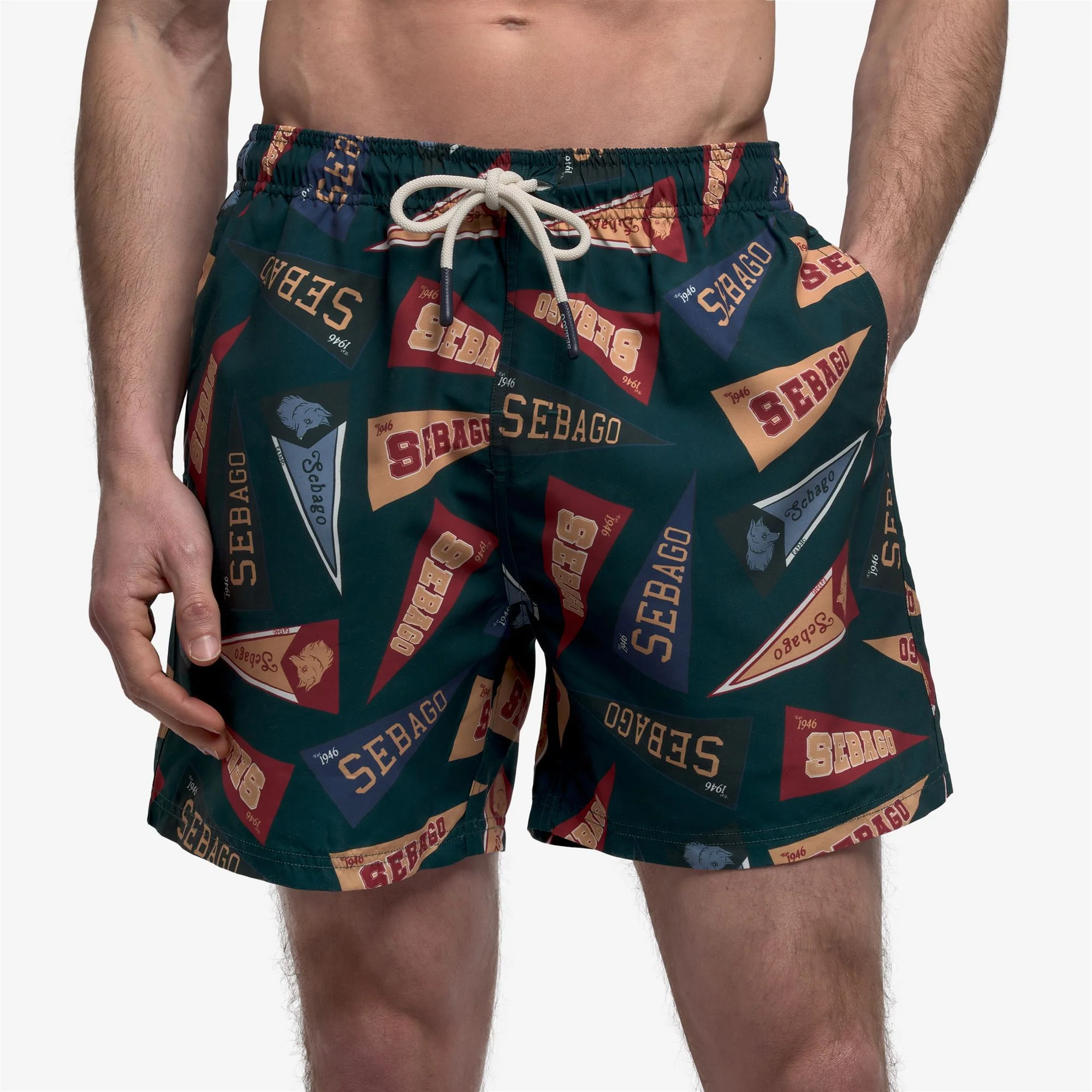 SANDBEACH - Bathing Suits - Swimming Trunks - Man - Fancy Pennant Green - Image 5