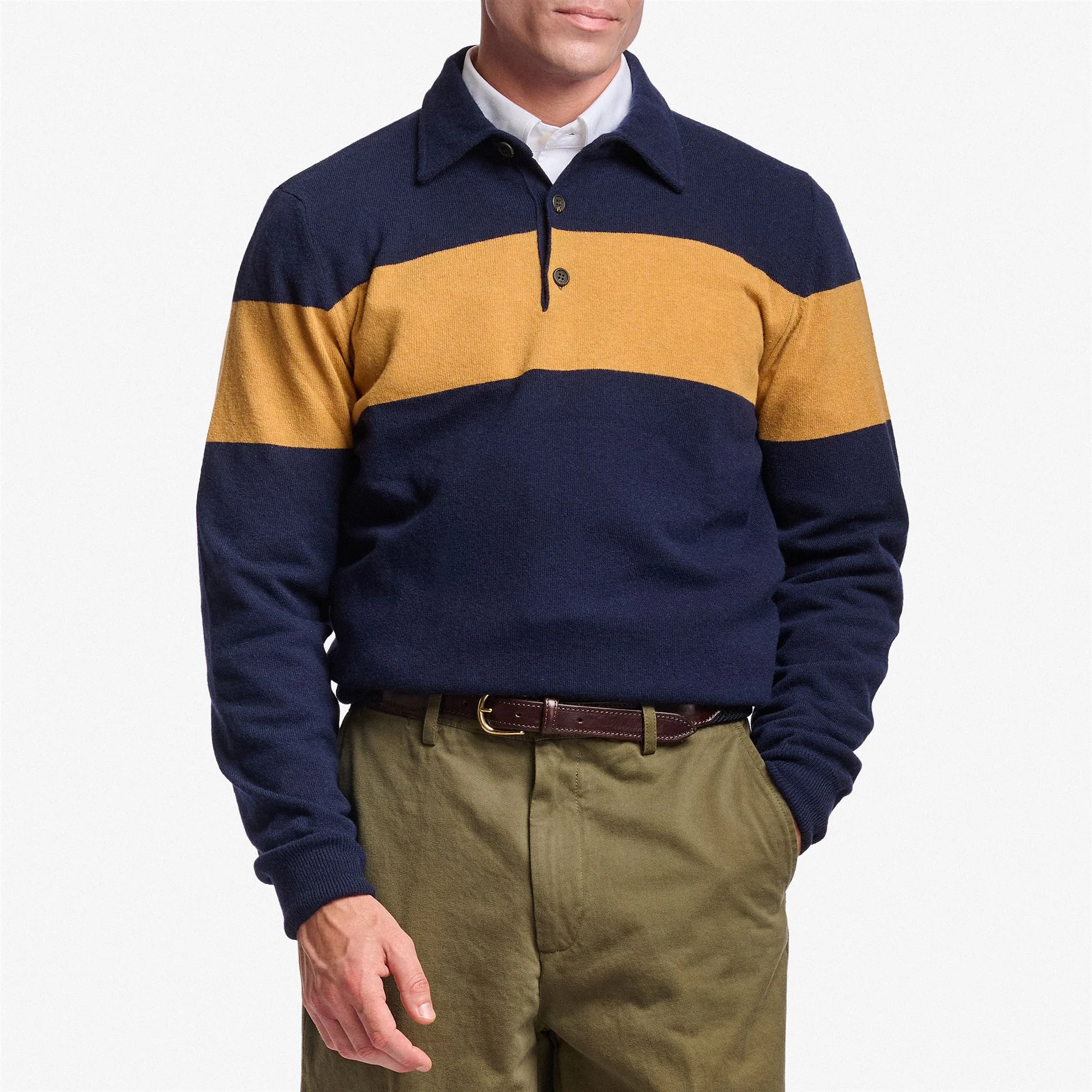 MARSHILL - Knitwear - Polo - Unisex - Blue Dk-Yellow - Image 3