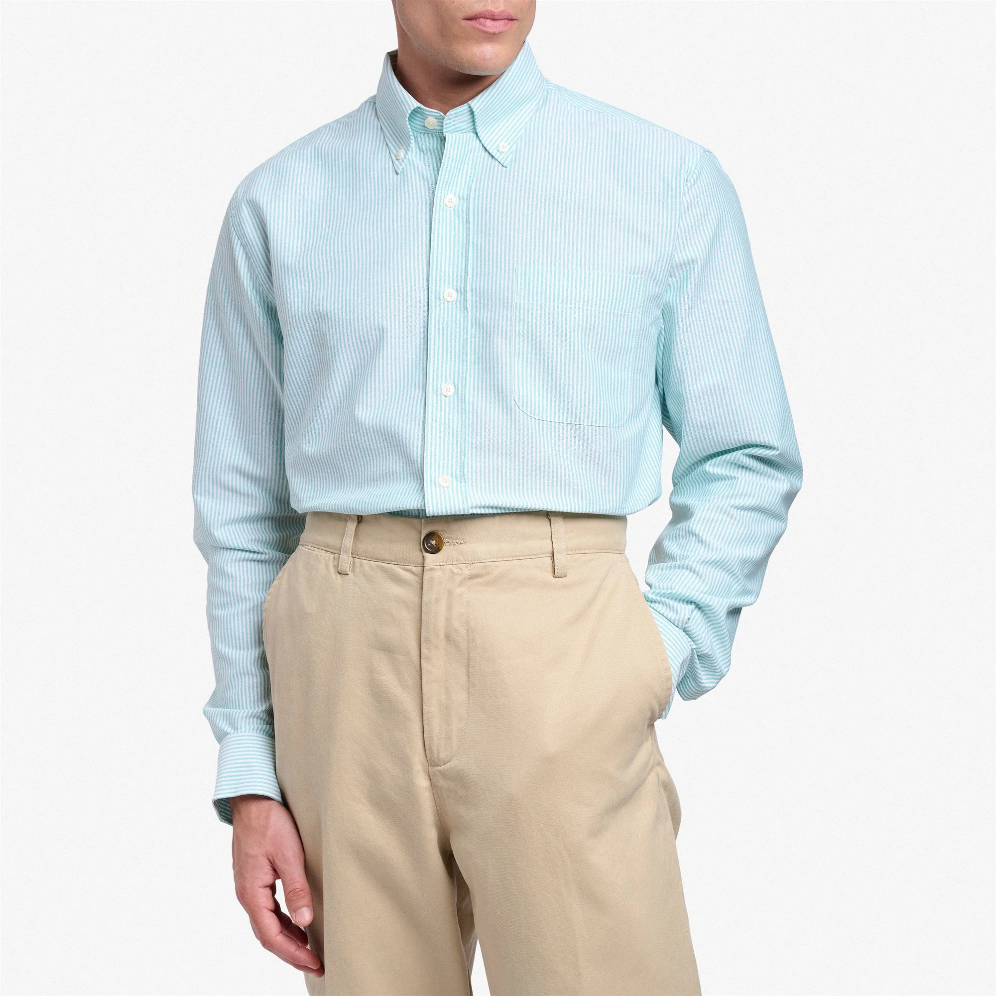 DOUBLING - Shirts - Button Down - Man - GREEN ARCTIC-WHITE - Image 3