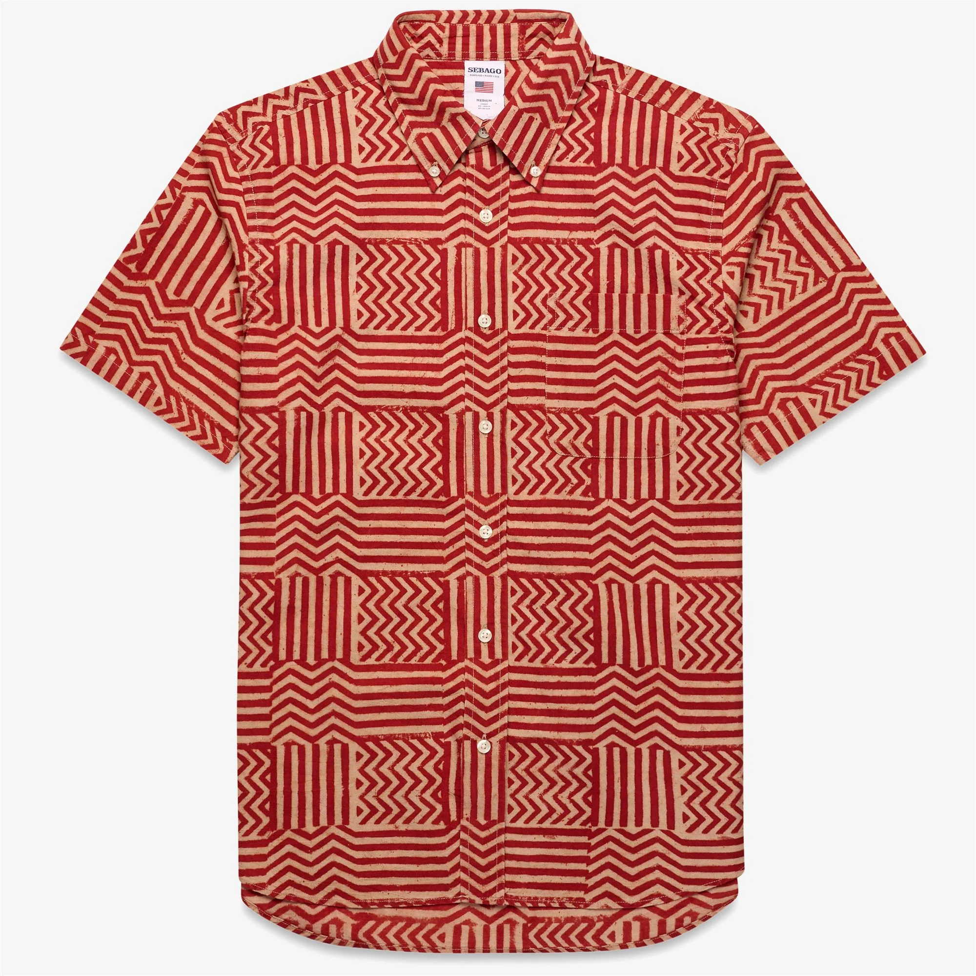 DUCKTRAPRIVER - Shirts - Button Down - Unisex - Pink-Dk Red Fancy
