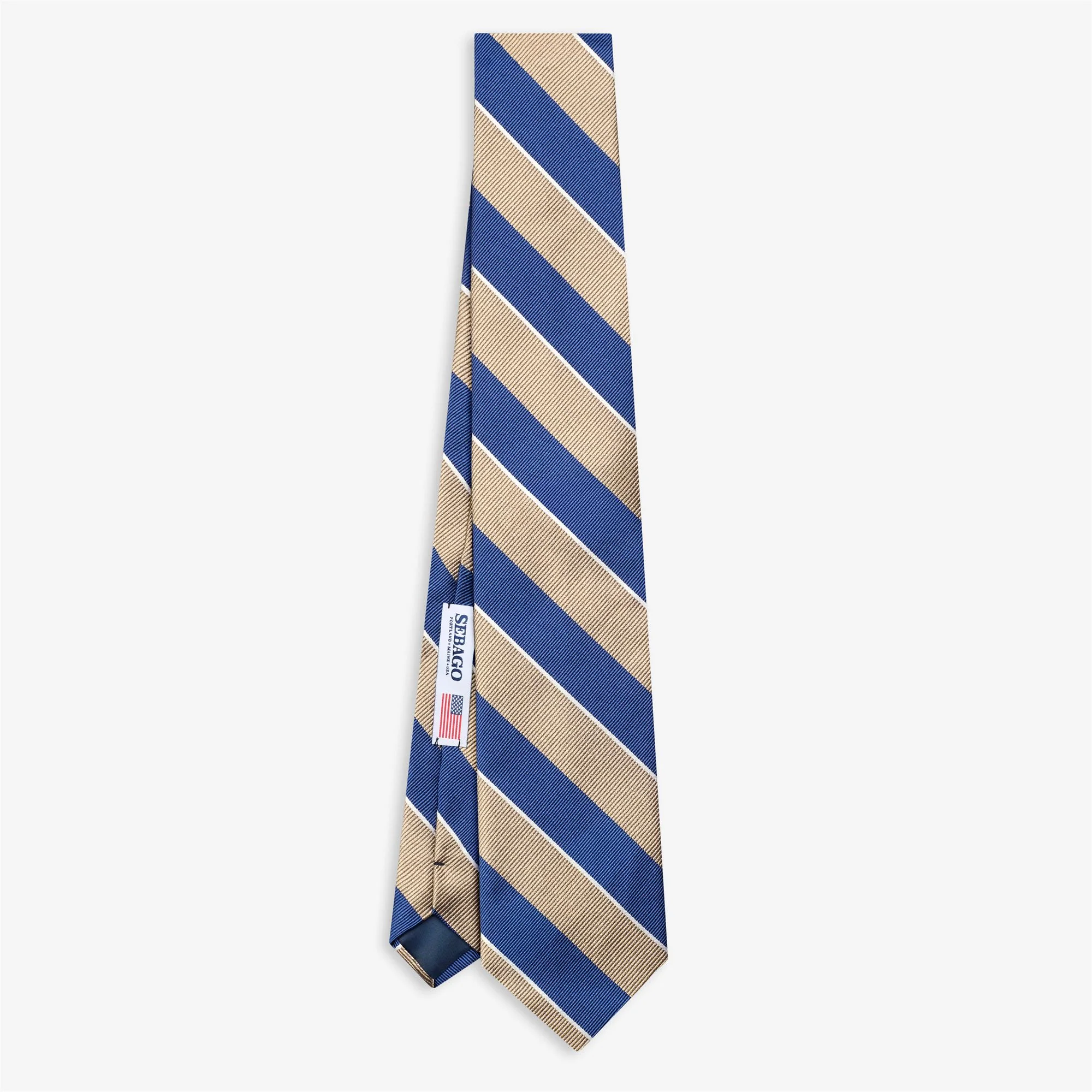 THREE COLORS STRIPES - Small Accessories - Tie - Man - BLUE-BEIGE SAFARI-WHITE