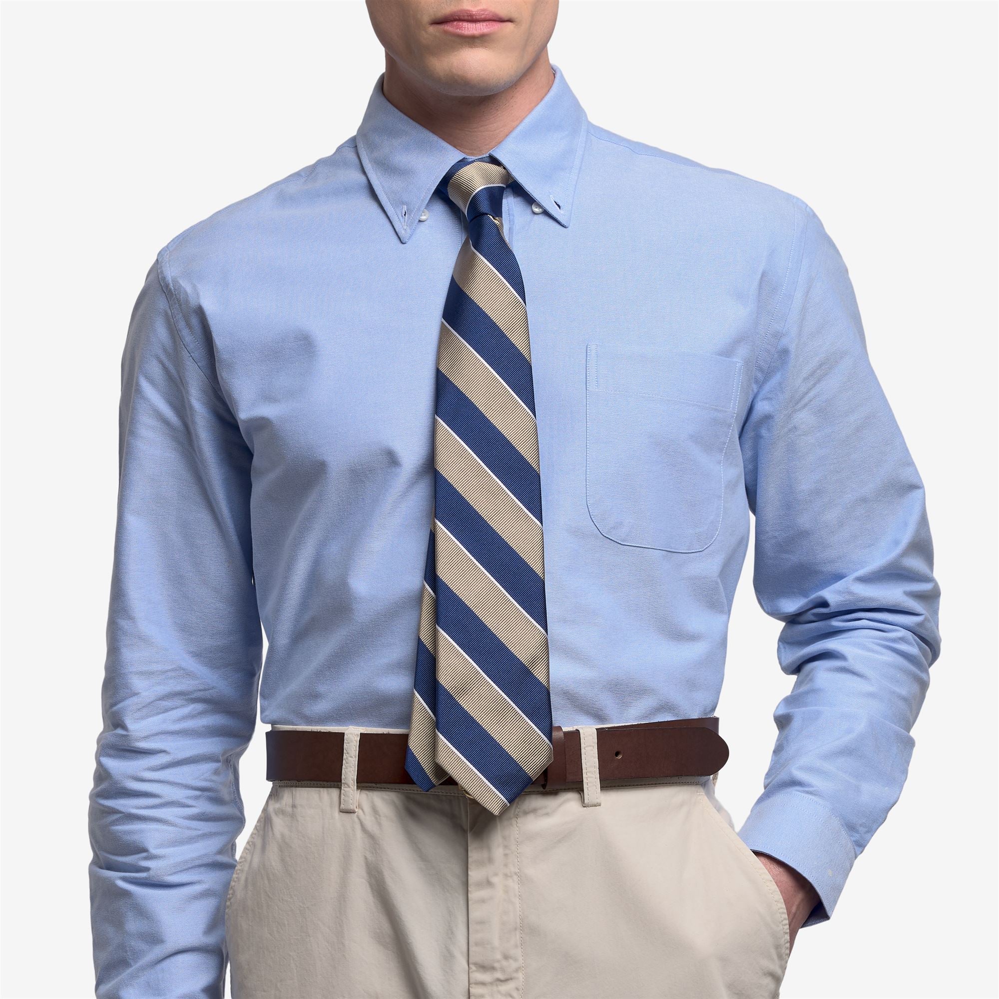 THREE COLORS STRIPES - Small Accessories - Tie - Man - BLUE-BEIGE SAFARI-WHITE - Image 3