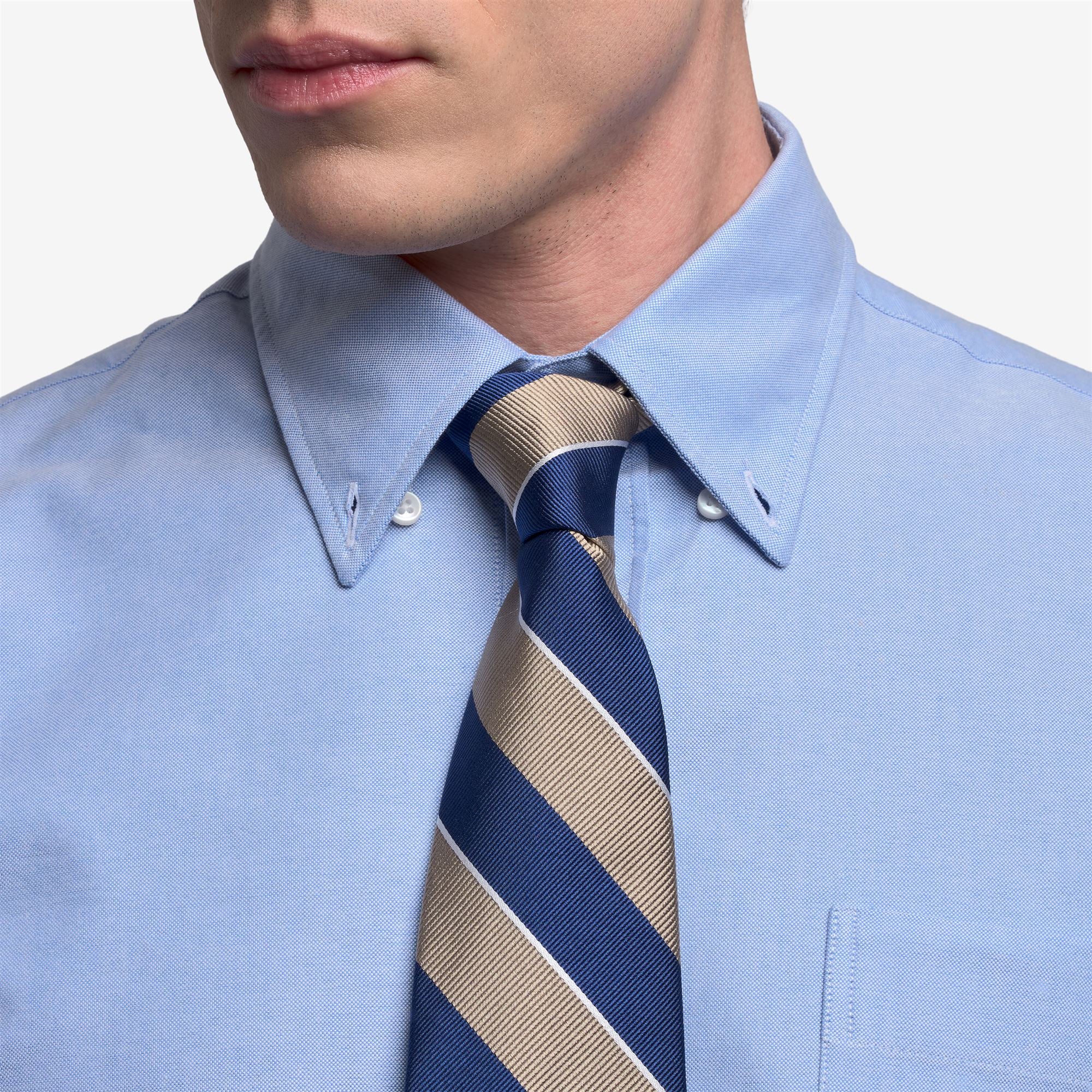 THREE COLORS STRIPES - Small Accessories - Tie - Man - BLUE-BEIGE SAFARI-WHITE - Image 4