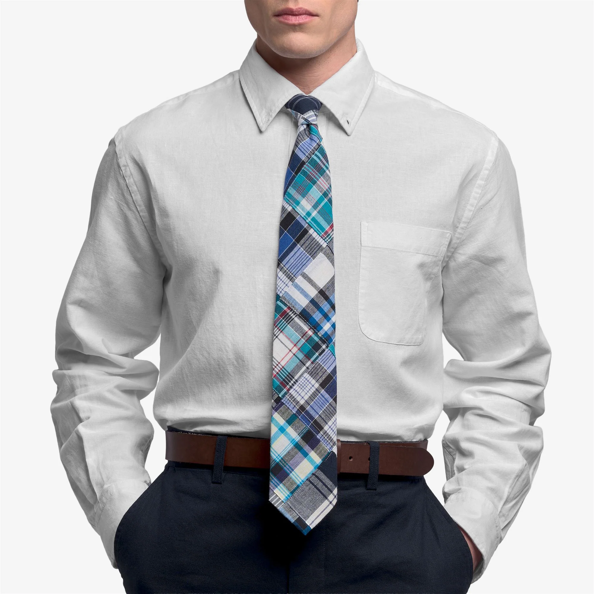 WESKEAG - Small Accessories - Tie - Man - MADRAS PATCHWORK BLUE - Image 3