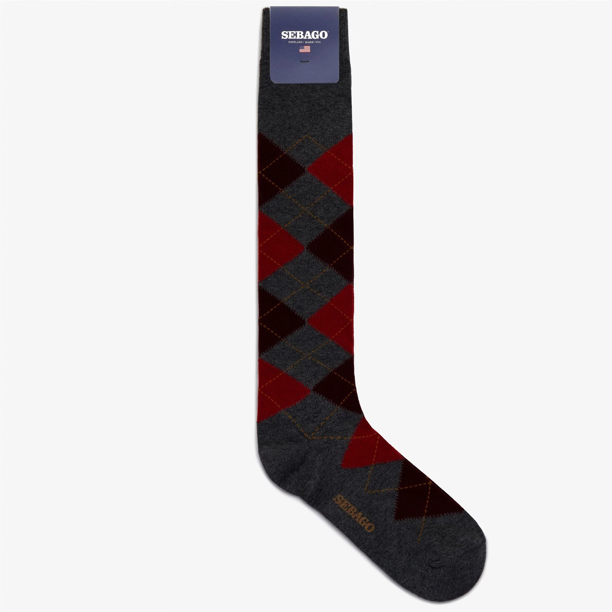 SABATTUS ROMBOL - Socks - Quarter High Sock - Unisex - GREY-BORDEAUX-RED-ORANGE