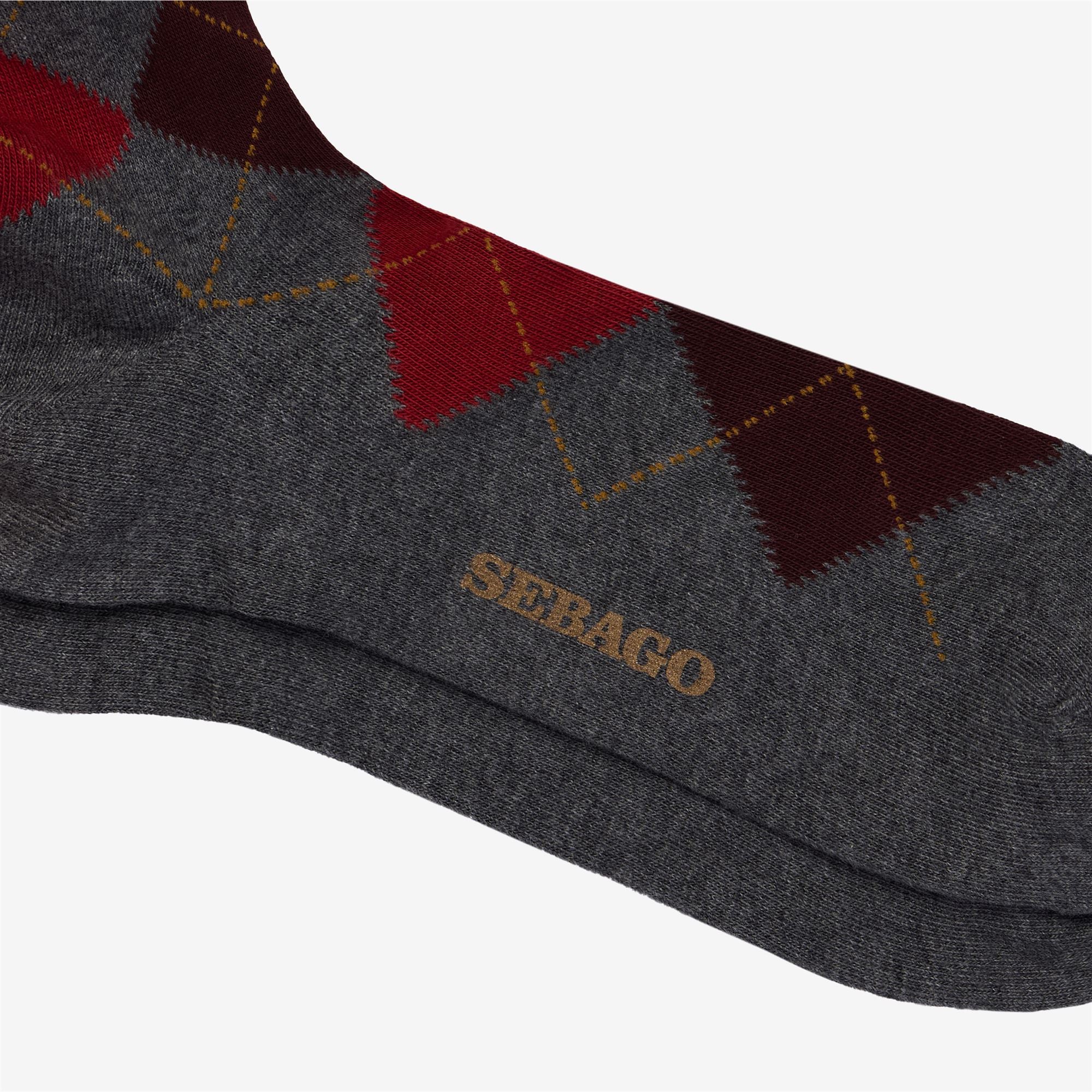SABATTUS ROMBOL - Socks - Quarter High Sock - Unisex - GREY-BORDEAUX-RED-ORANGE - Image 2