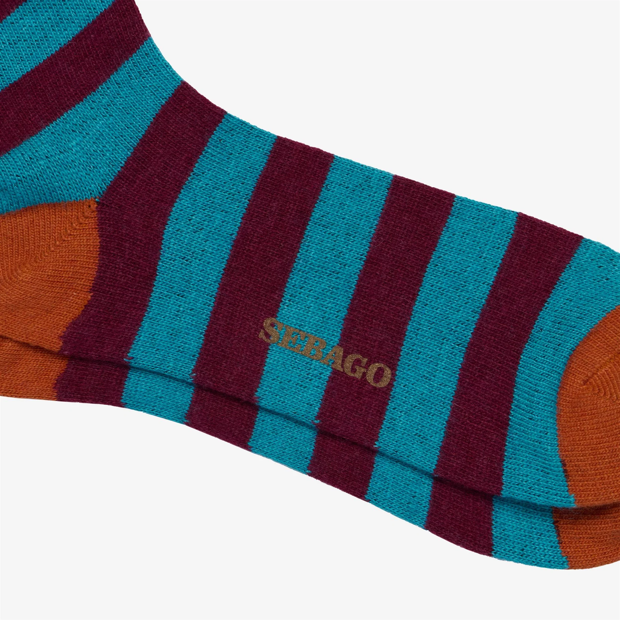 SOLON RIGAL - Socks - Quarter High Sock - Unisex - TURQUOISE-BORDEAUX-ORANGE - Image 2